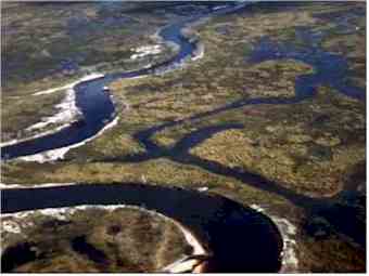 A meandering river