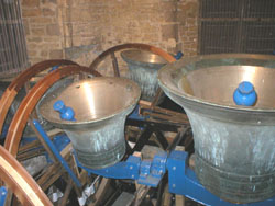 Number 4 and Tenor Bells showing freshly skimmed bell metal after retuning