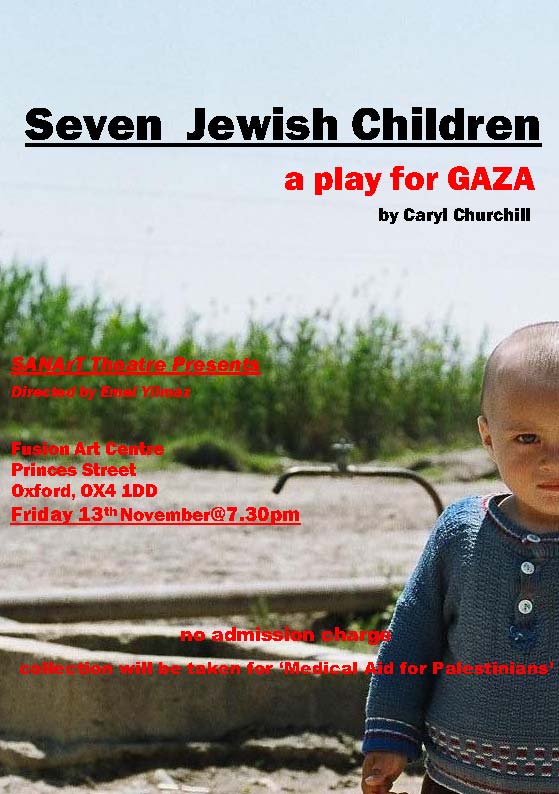 Poster for the play 'Seven Jewish Children' pwrformed on 13 November 2009
